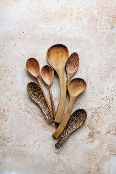 Set of wooden kitchen spoon