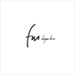 Obraz premium fm slogan Initial Handwriting Logo Vector