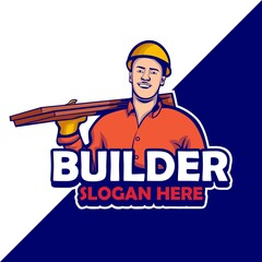 builder mascot character logo design