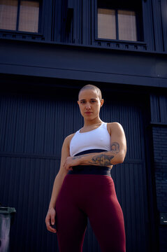Urban portrait of an athletic non binary person