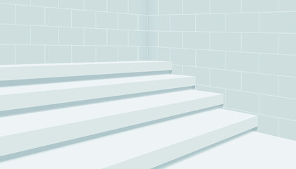 Stairs and wall 3D Vector white  Background. white background