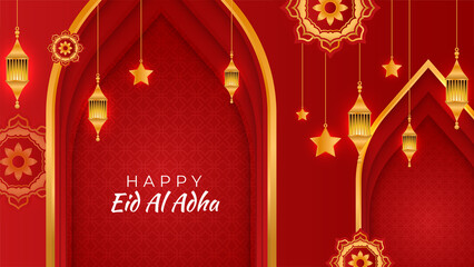 Naklejka premium social media template for eid al adha islamic holiday in white and green background