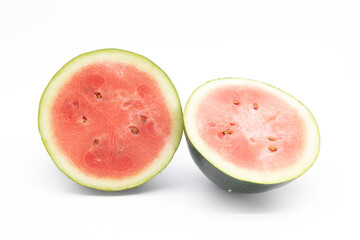 two half Sliced watermelon isolated on white background