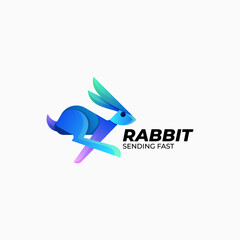Vector Logo Illustration Bunny Gradient Colorful Style.