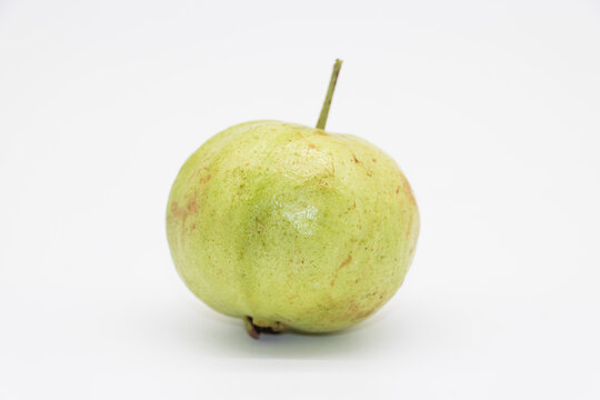 single Guava fruit isolated on the white background.