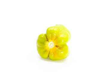 single green chili peppers or naga chili isolate on white background. scotch bonnet or