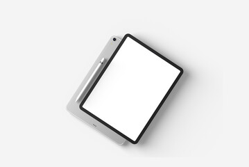 Realistic tablet with pencil for mockup blank