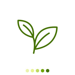 Simple green leaf linear icon.