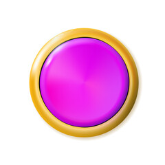 Realistic matte pink button. Metal circle Ui component. Vector illustration for your design.