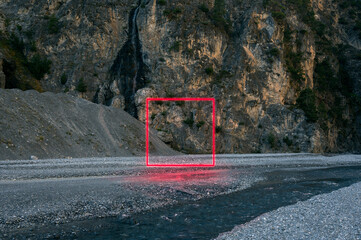 Neon light over landscape