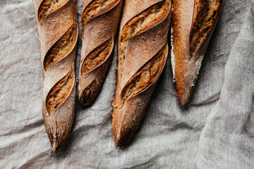 Rustic sourdough baguette