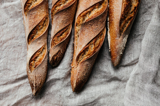 Rustic sourdough baguette