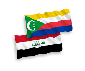 Flags of Union of the Comoros and Iraq on a white background