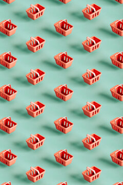 Seamless pattern of supermarket baskets