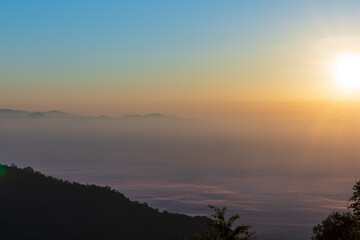 sunset over the mountains