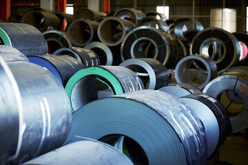 Many roll of materials for metal sheet factory