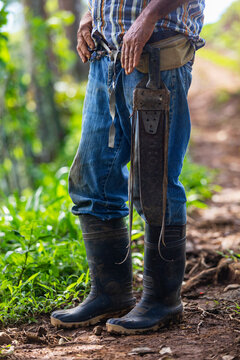 Farmer in Costa Rica with Machete 
