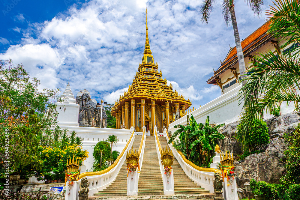 Wall mural phra phutthabat temple. famous ancient buddhist temple located in saraburi province, thailand.