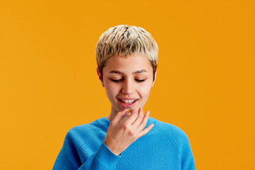 Teenager taking pill 