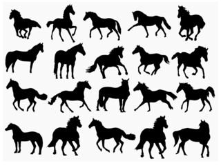 Set of horse silhouette vector Art, Icons, and Graphics, horse Vectors & Illustrations for Free EPS