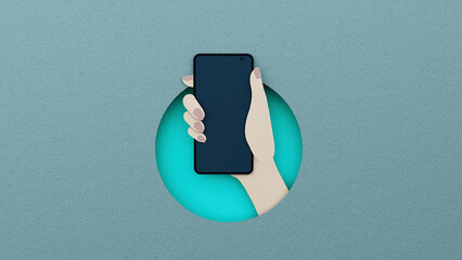 Hand with a mobile phone