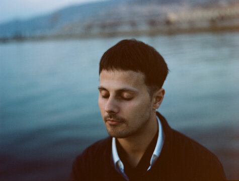 A handsome men by the sea