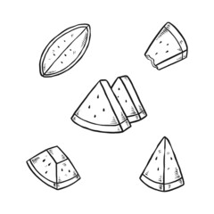 set doodle watermelon hand drawn illustration