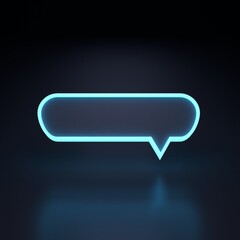 Chat icon. Communication concept. Neon element on a black background. 3D rendering illustration.