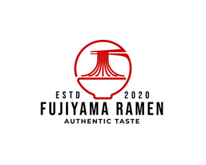 outline fuji mountain ramen noodles logo icon vector template