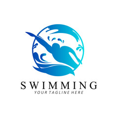 Swimming Logo Design, Athletics Olympic Competition Icon Vector