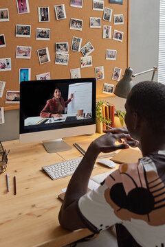Black Man Having Online Lesson