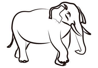 Icono negro de elefante en fondo blanco.