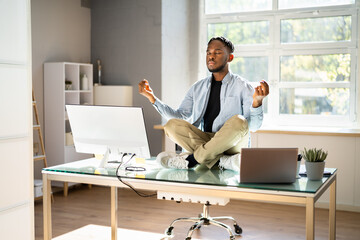 Employee Doing Mental Health Yoga Meditation