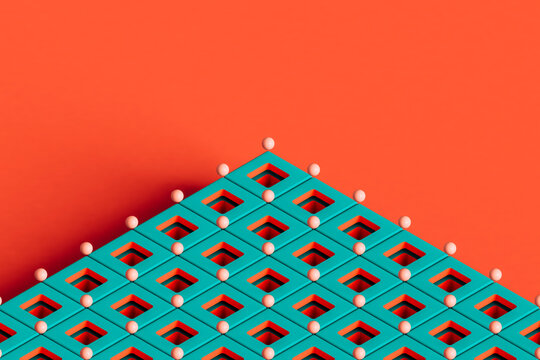 3d rendered cubes and balls placed in lines