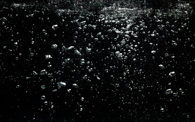 Bubbles Water Float up on Black Background