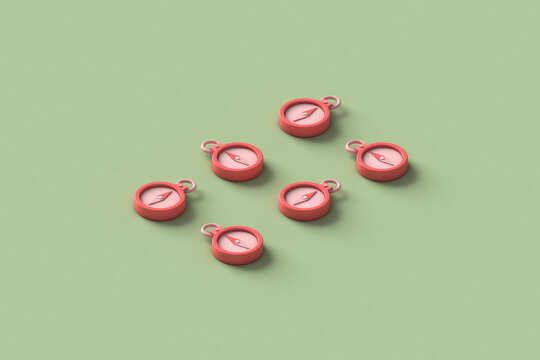 rectangle from pink compasses. 3d render with copy space