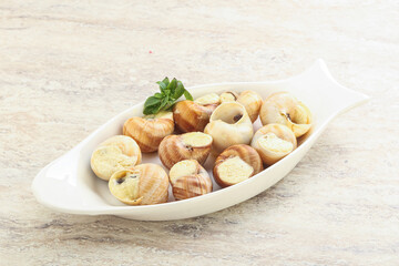 Delicous baked snail with butter - Escargot
