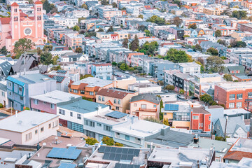 San Francisco, California, USA - October 22, 2021, city view from the top of San Francisco's...