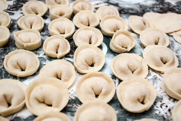 Blinded Russian dumplings on the table