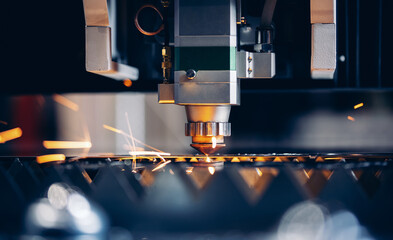 CNC Laser Metallurgy milling plasma cutting of metal engraving. Concept background modern...