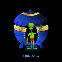 Funny little alien vector illustrations