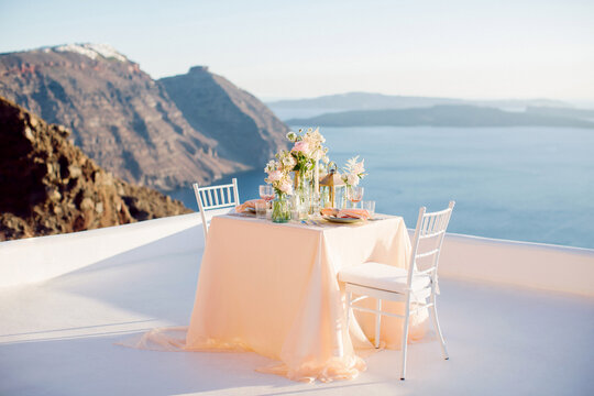 Romantic Dinner In Front Of A Sea