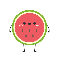 Red melon vector. Melon character design. melon on white background.