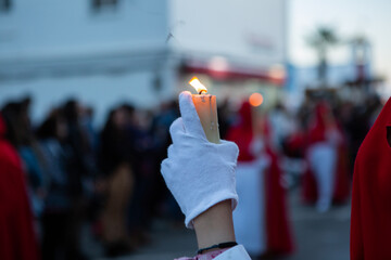 Lighting of candle during Semana Santa