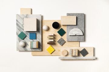 Discarded natural interior materials stone mood board