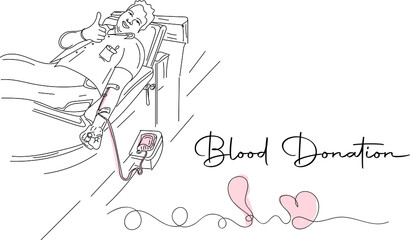 Blood donation logo, Blood Donation illustration, Outline sketch drawing of Blood donation