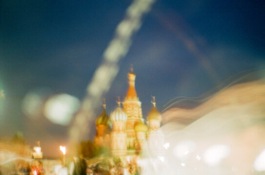 The Kremlin and its church by night in Moscow - Russia