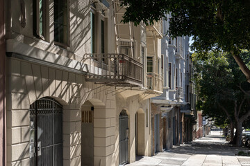 Beautiful view at Victorian homes in San Francisco