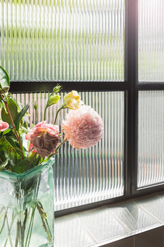 Colourful group of spring cut flowers in a vase