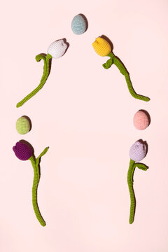 Crochet tulip and easter eggs